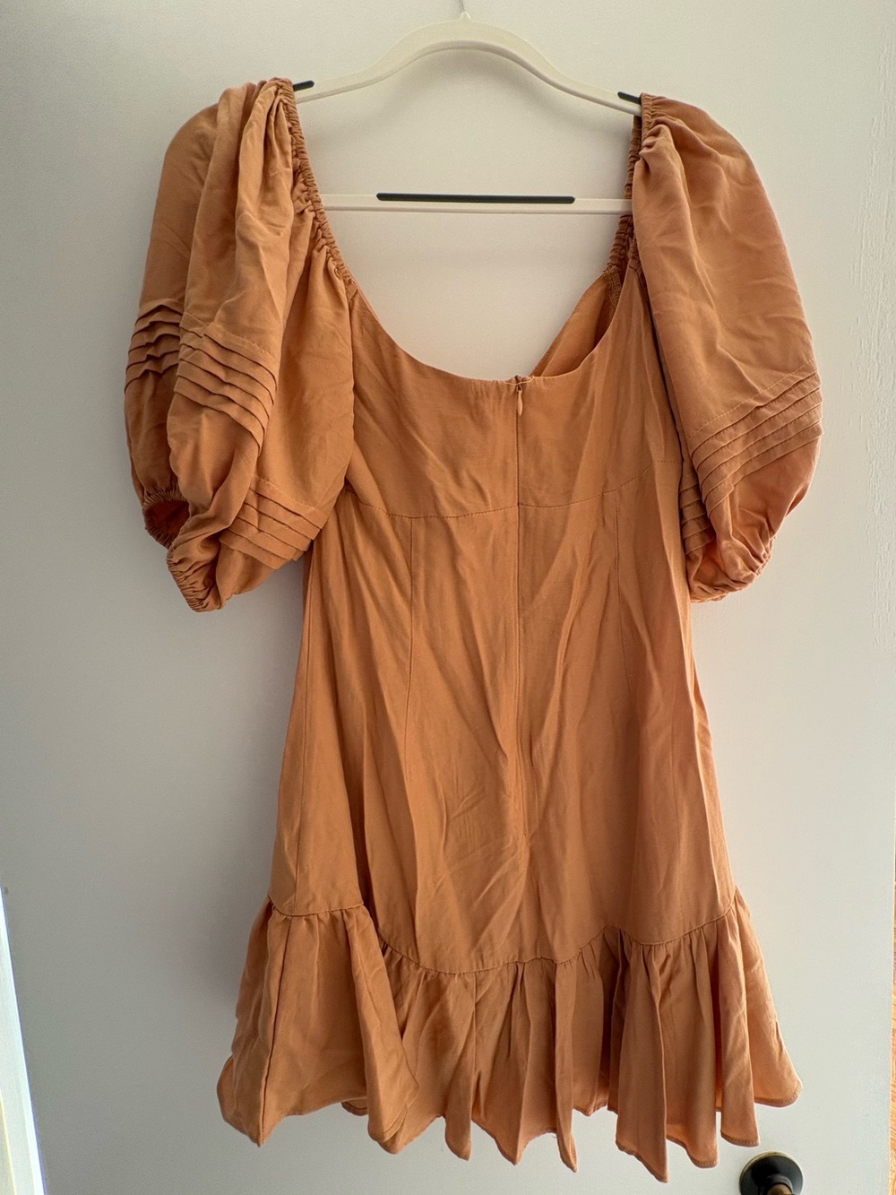 Rust Orange Puff-Sleeve Mini Dress - Picture 2 of 3